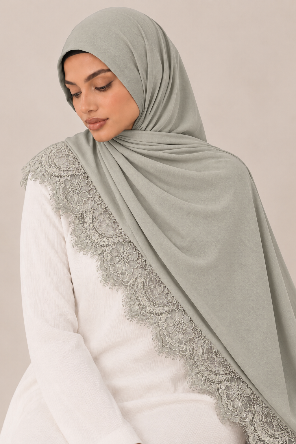 SAGE GREEN MODAL LACE HIJAB