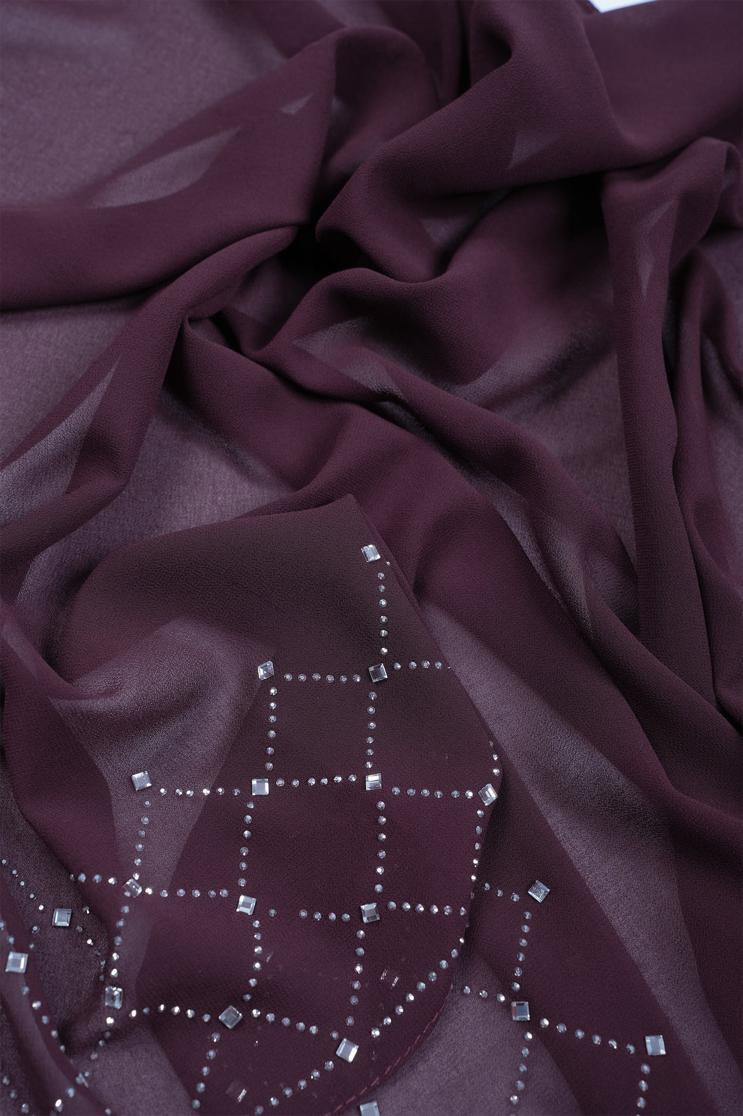 Ultra Wine Noor Luxe Hijab (Stoned Heavy Chiffon)