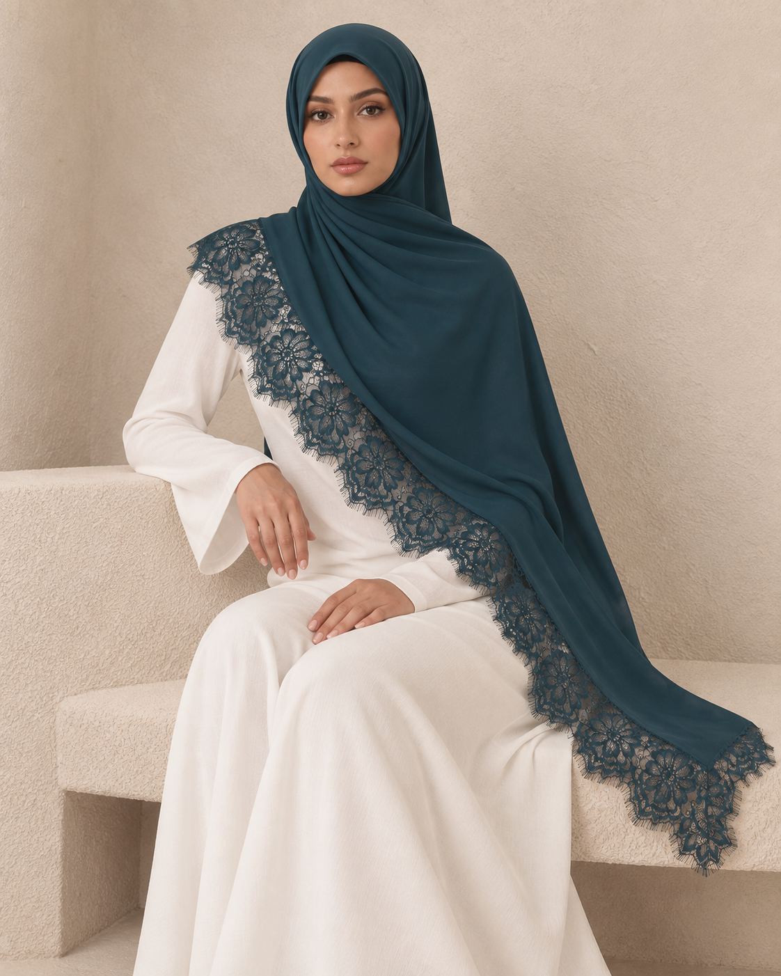 DEEP TEAL MODAL LACE HIJAB
