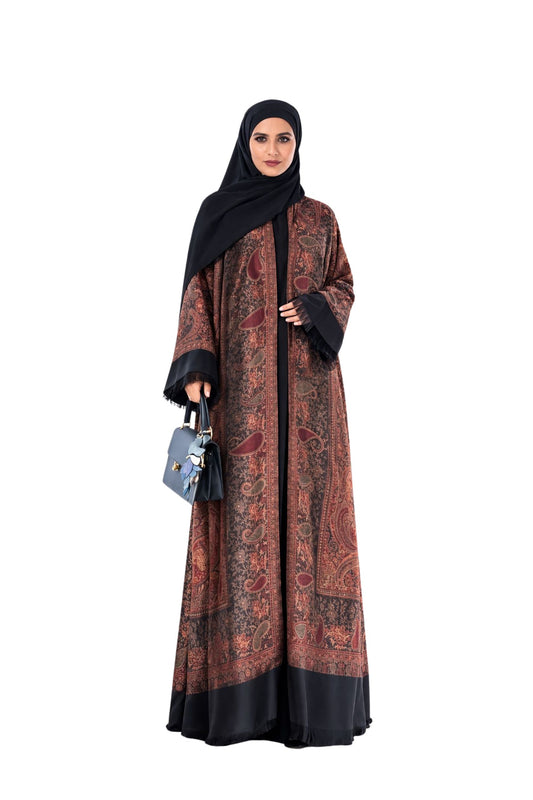 Black Premium Pashmina Open Abaya
