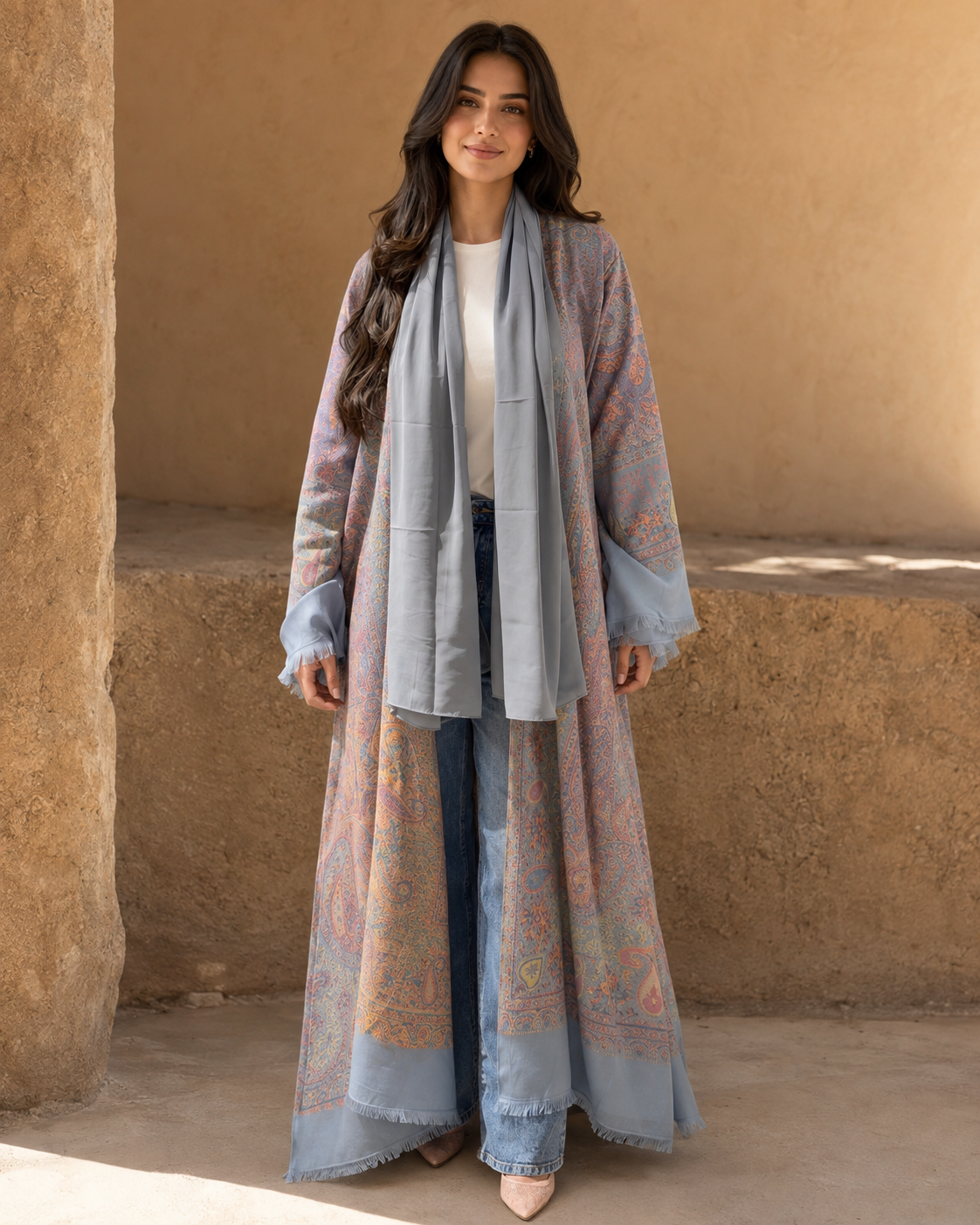GREY PREMIUM PASHMINA ABAYA