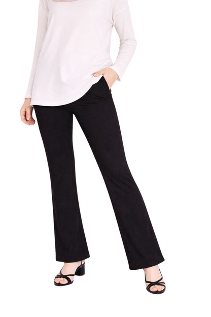 Black Ribbed Flare Knit Pants
