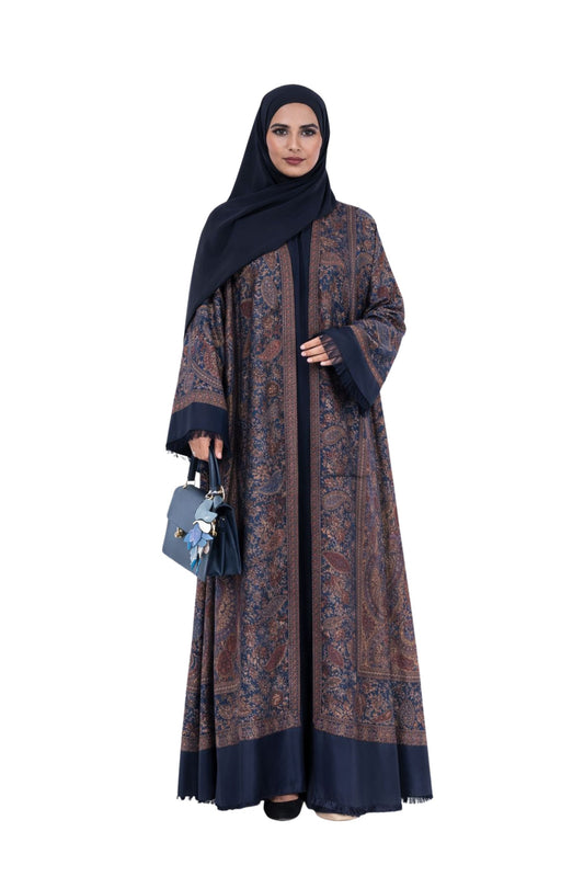 Blue Premium Pashmina Open Abaya