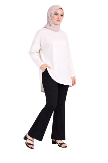 Black Ribbed Flare Knit Pants