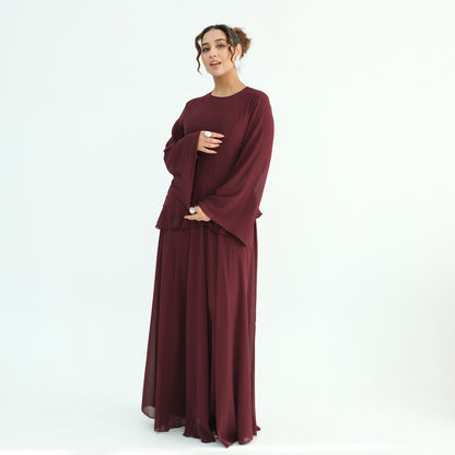 AMARA CHIFFON DRFESS BURGUNDY
