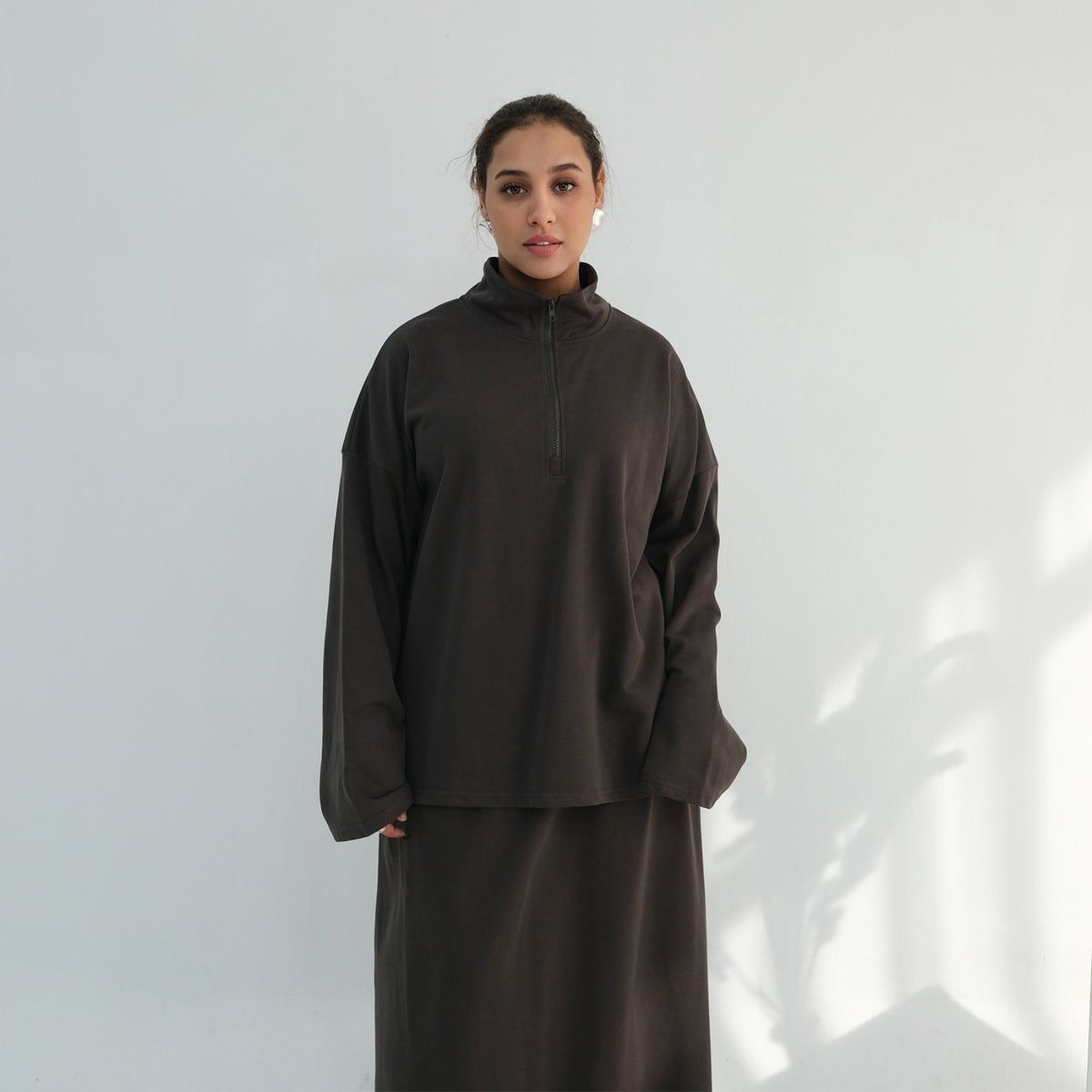 ZAYNA EVERYDAY SKIRT SET WITH POCKET- DARK GREY