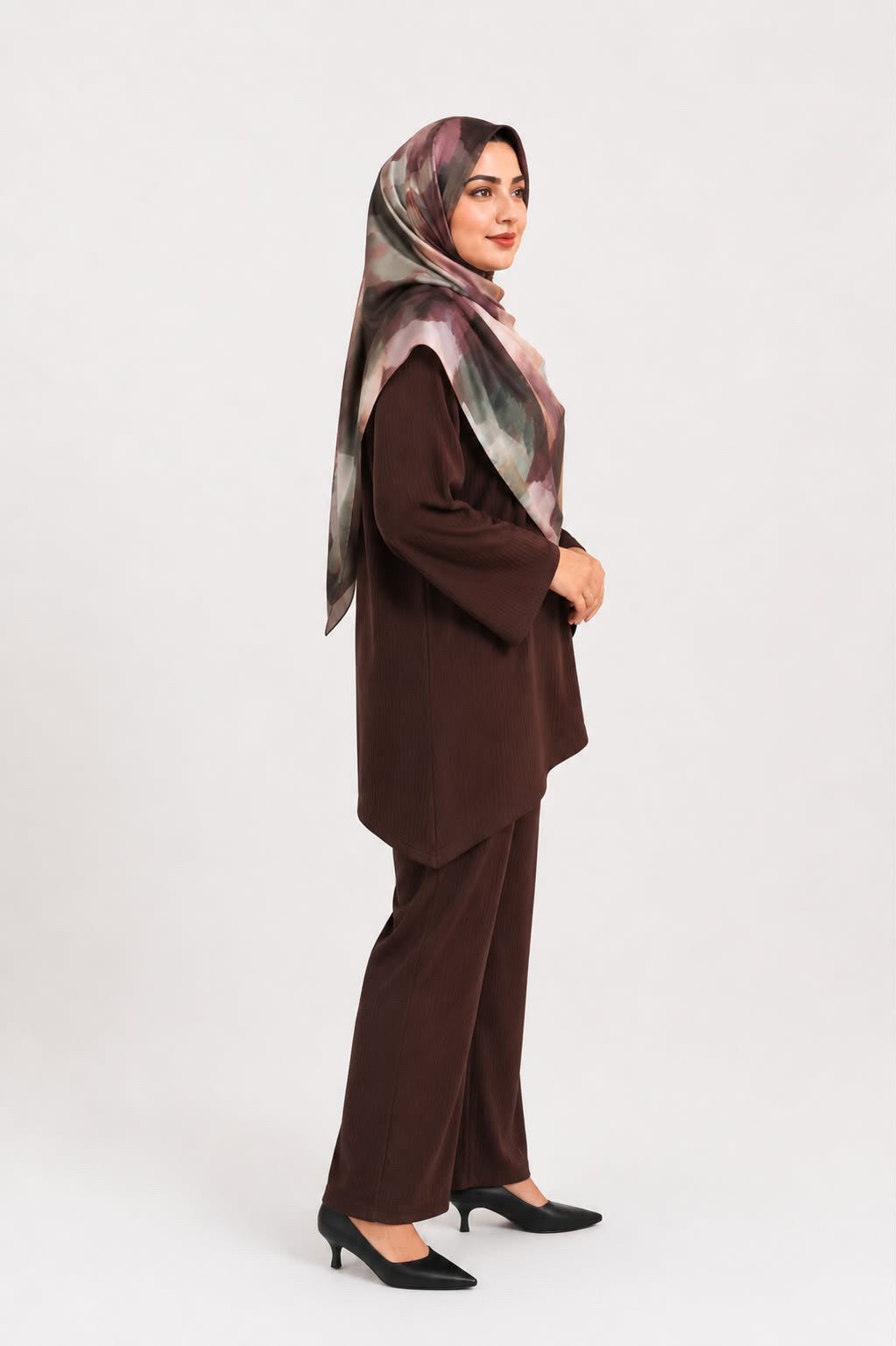 SLANT LINE CO-ORD SET: BURGUNDY