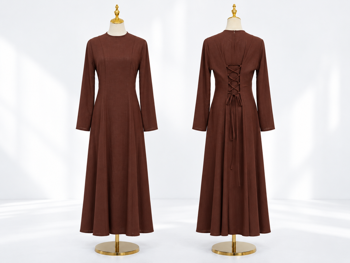 THE ELARA DRESS - BROWN
