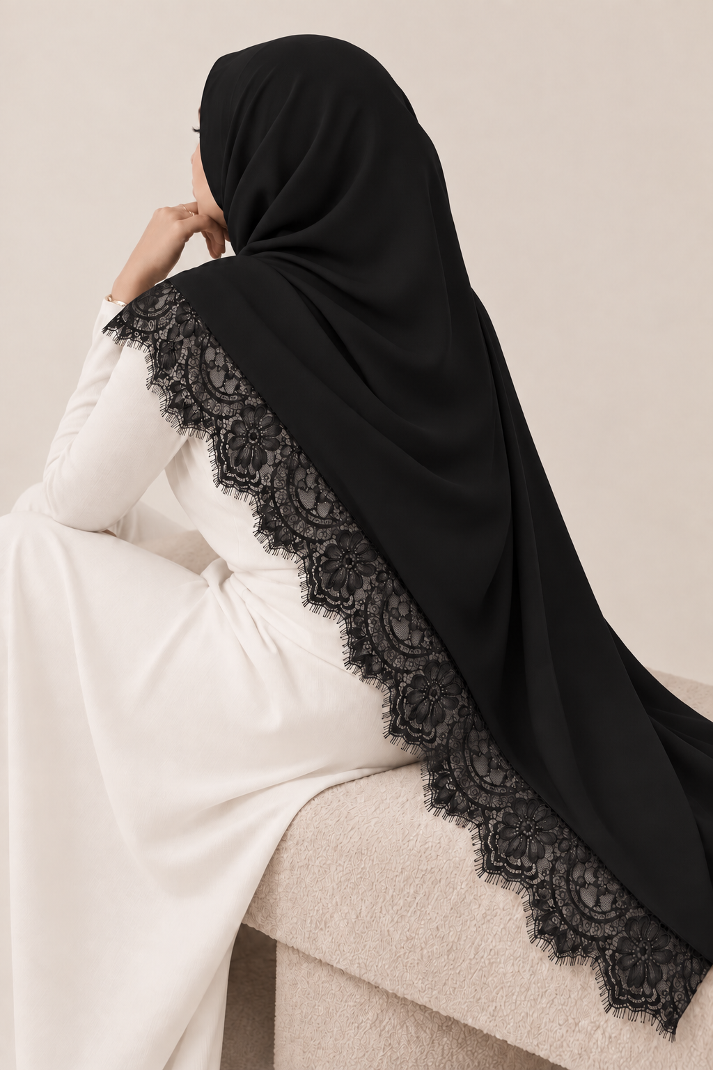 BLACK MODAL LACE HIJAB
