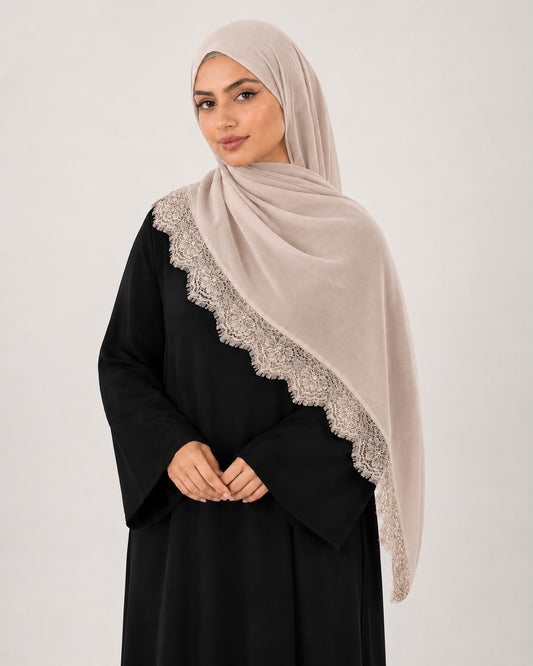 MODAL LACE HIJAB -BLUSH PETAL