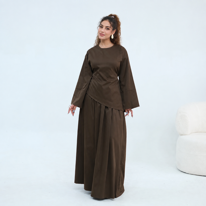 NOURA BROWN SKIRT SET