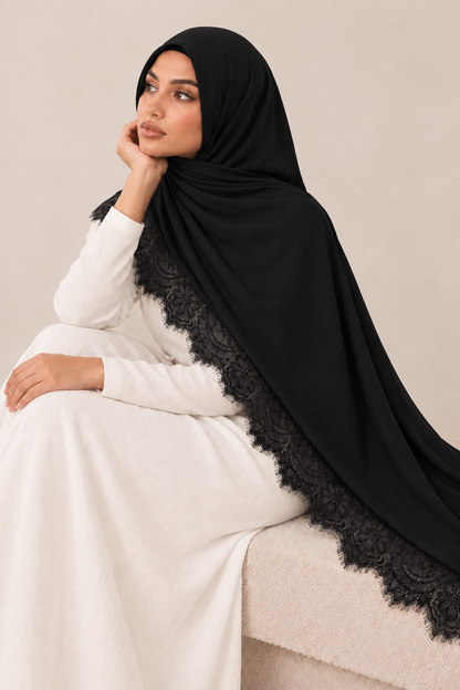 BLACK MODAL LACE HIJAB