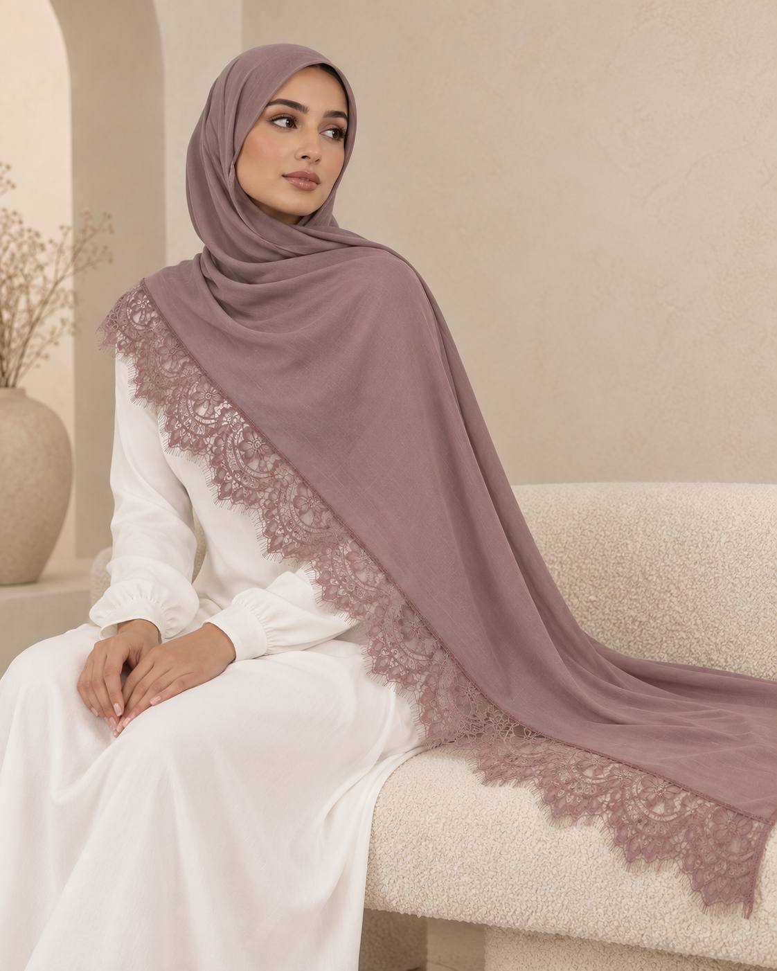 SOFT LAVENDER MODAL LACE HIJAB