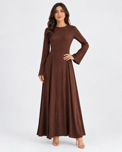 THE ELARA DRESS - BROWN