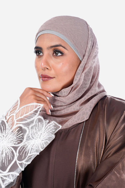 Myra 2 Way Wearable Coffee Beige Organza Abaya