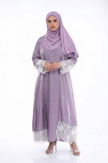 Myra 2 Way Wearable Dusty Rosewood Organza Abaya