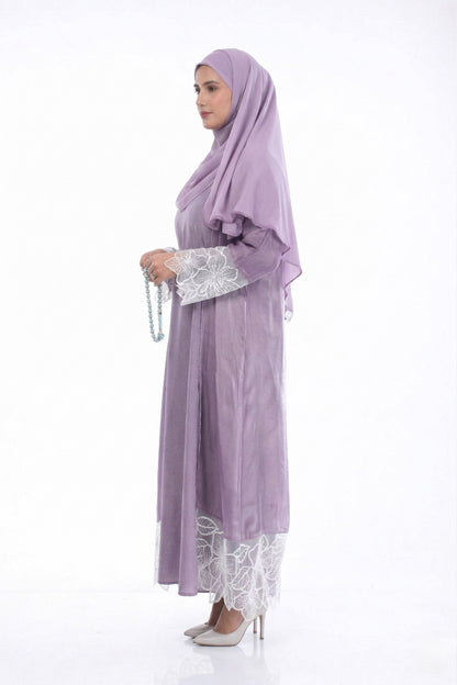 Myra 2 Way Wearable Dusty Rosewood Organza Abaya
