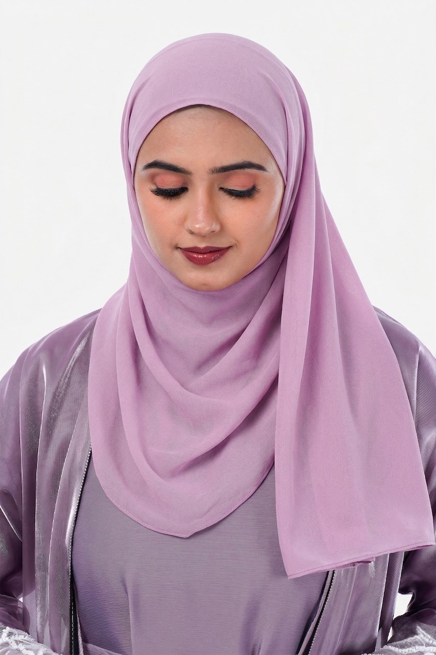Myra 2 Way Wearable Dusty Rosewood Organza Abaya