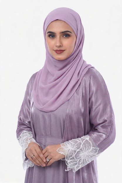 Myra 2 Way Wearable Dusty Rosewood Organza Abaya