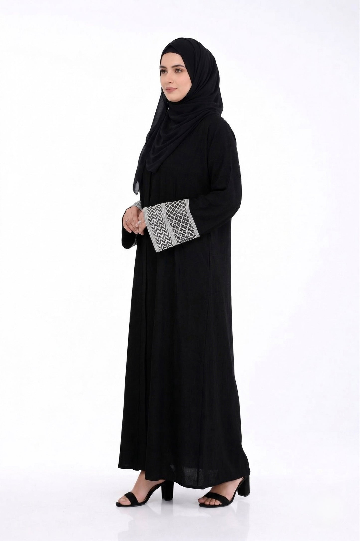 Zahra Black Embroidered Abaya