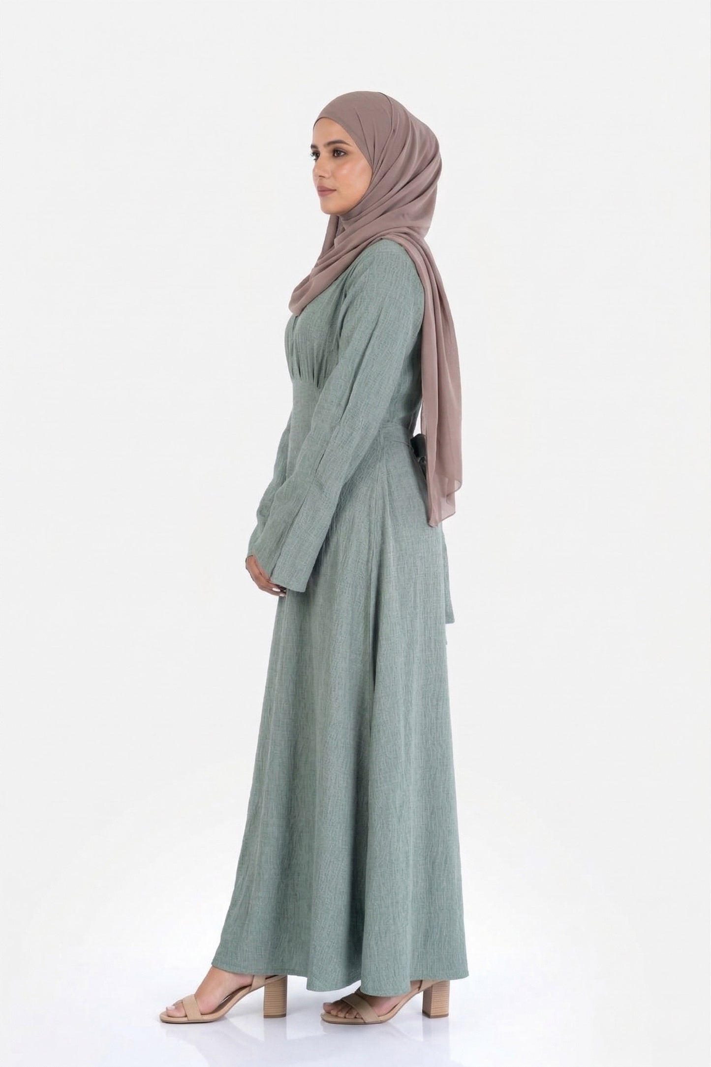 Roselle Olive Green Modest Dress