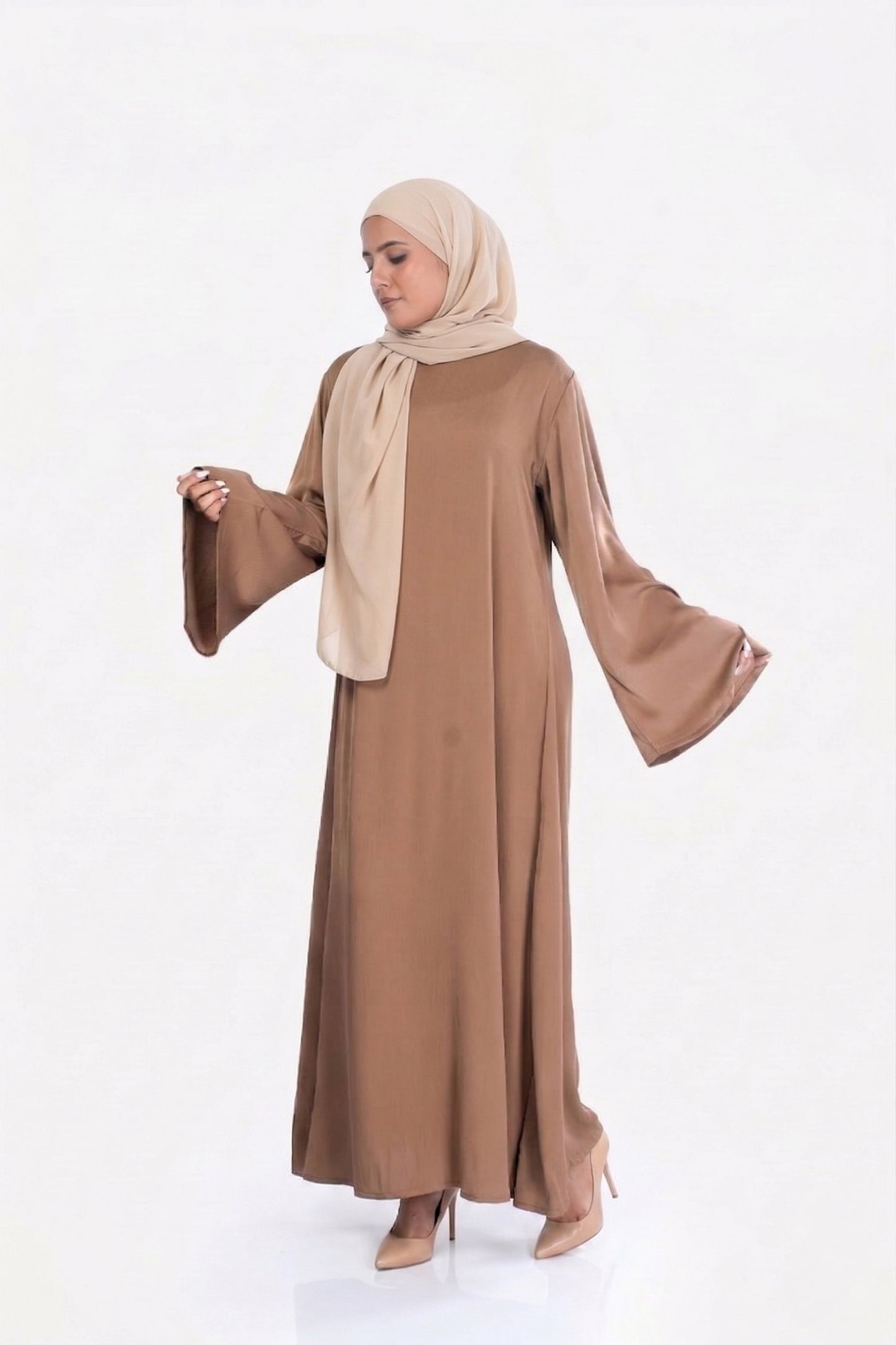 Caramel Nude Haya Satin Dress