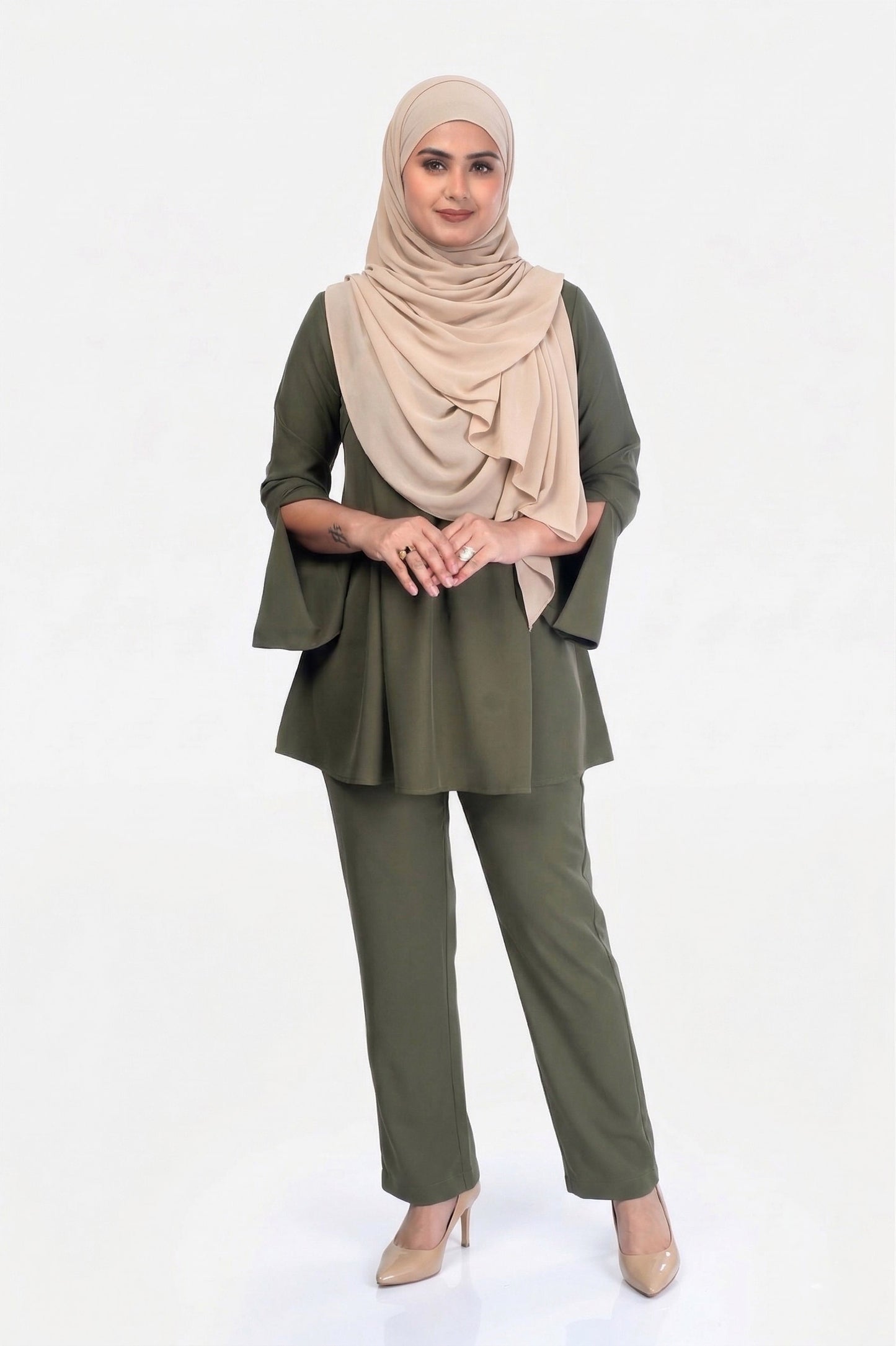 Olive Green Elara Cod Set : With Belt