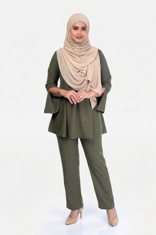 Olive Green Elara Cod Set : With Belt