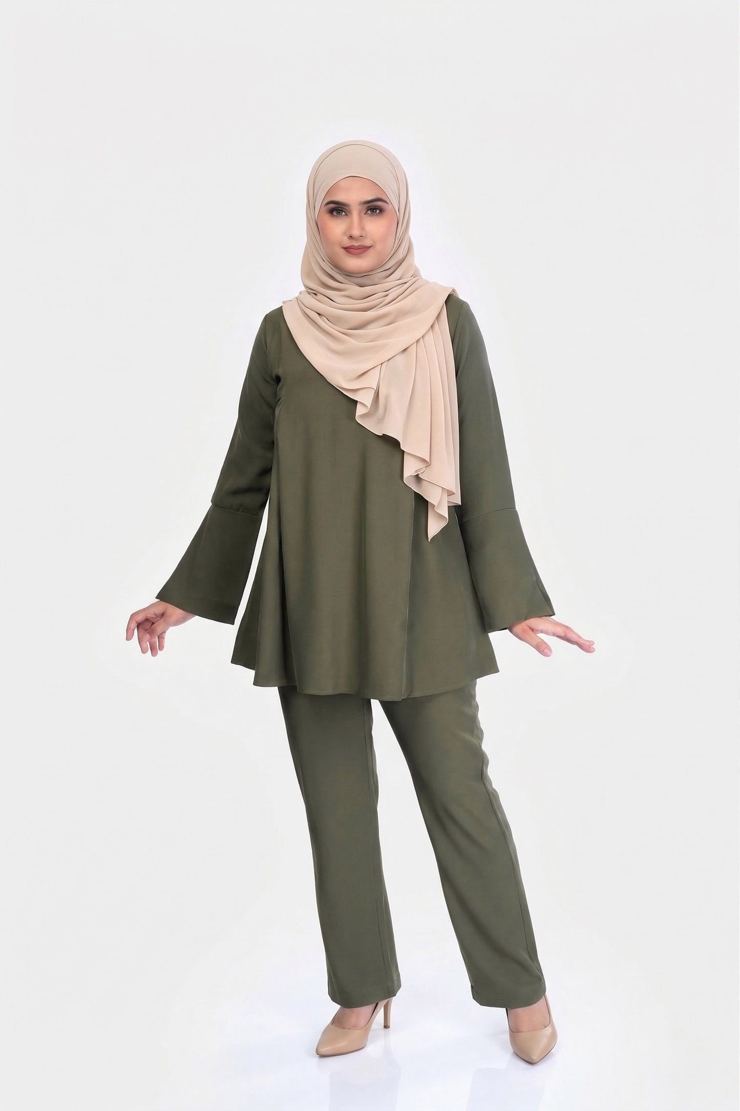 Olive Green Elara Cod Set : With Belt