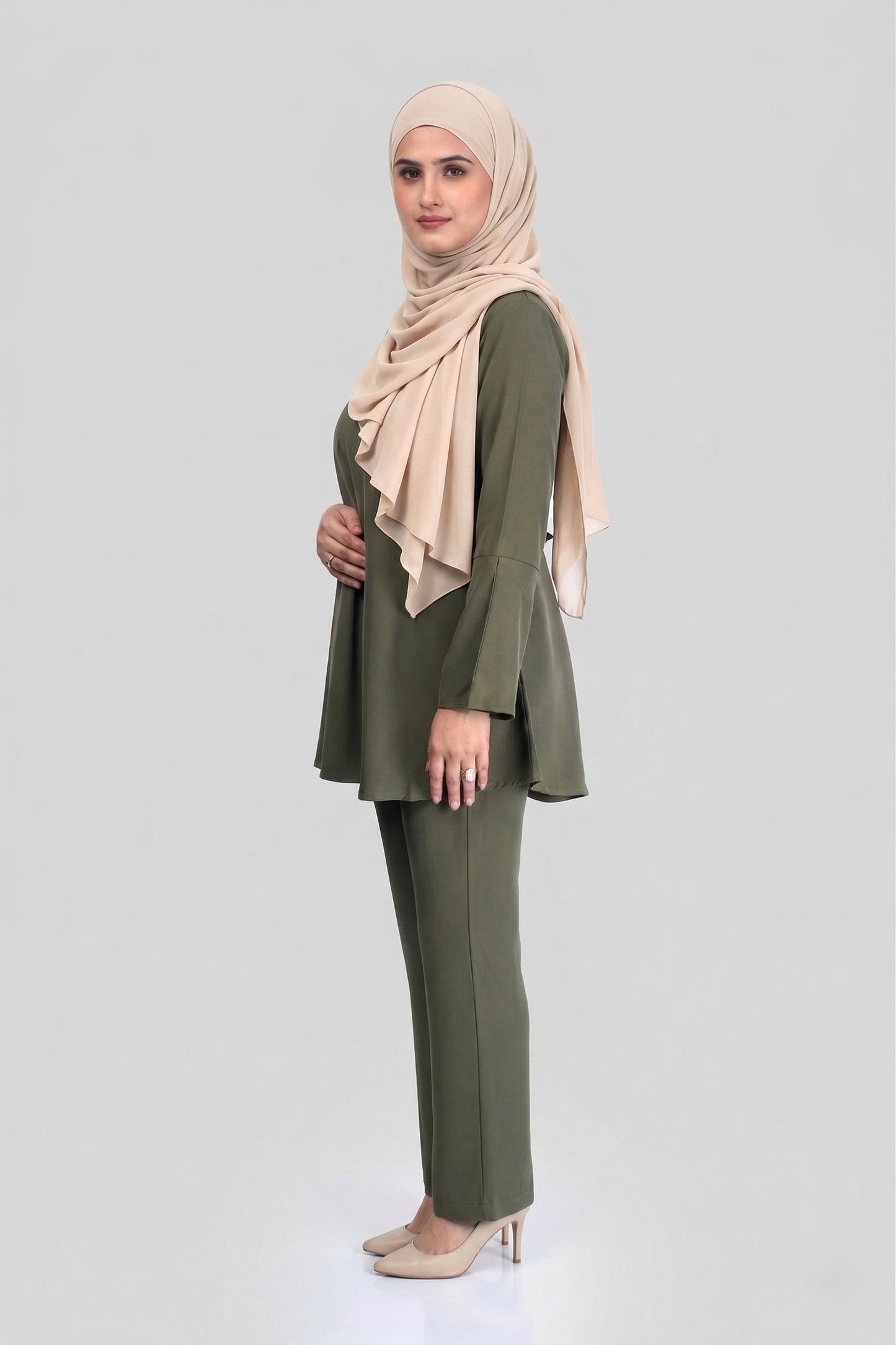 Olive Green Elara Cod Set : With Belt