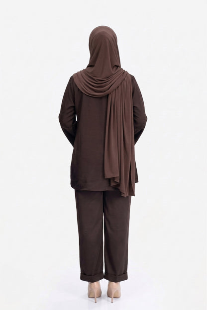 Dark Cocoa Premium Satin Co-ord Set