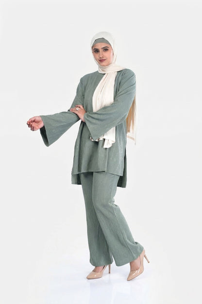 Olive Green Luxe Ribbed Co-ord Set