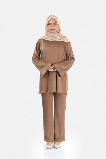 Caramel Nude Premium Satin Co-ord Set