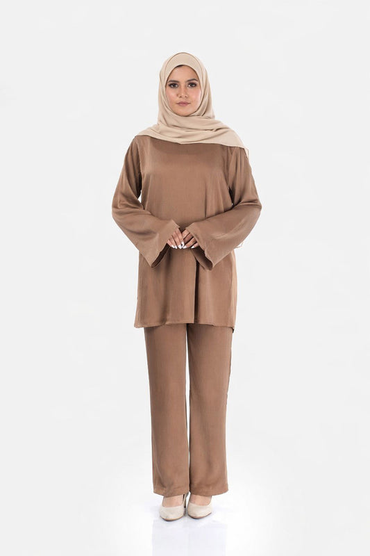 Caramel Nude Premium Satin Co-ord Set
