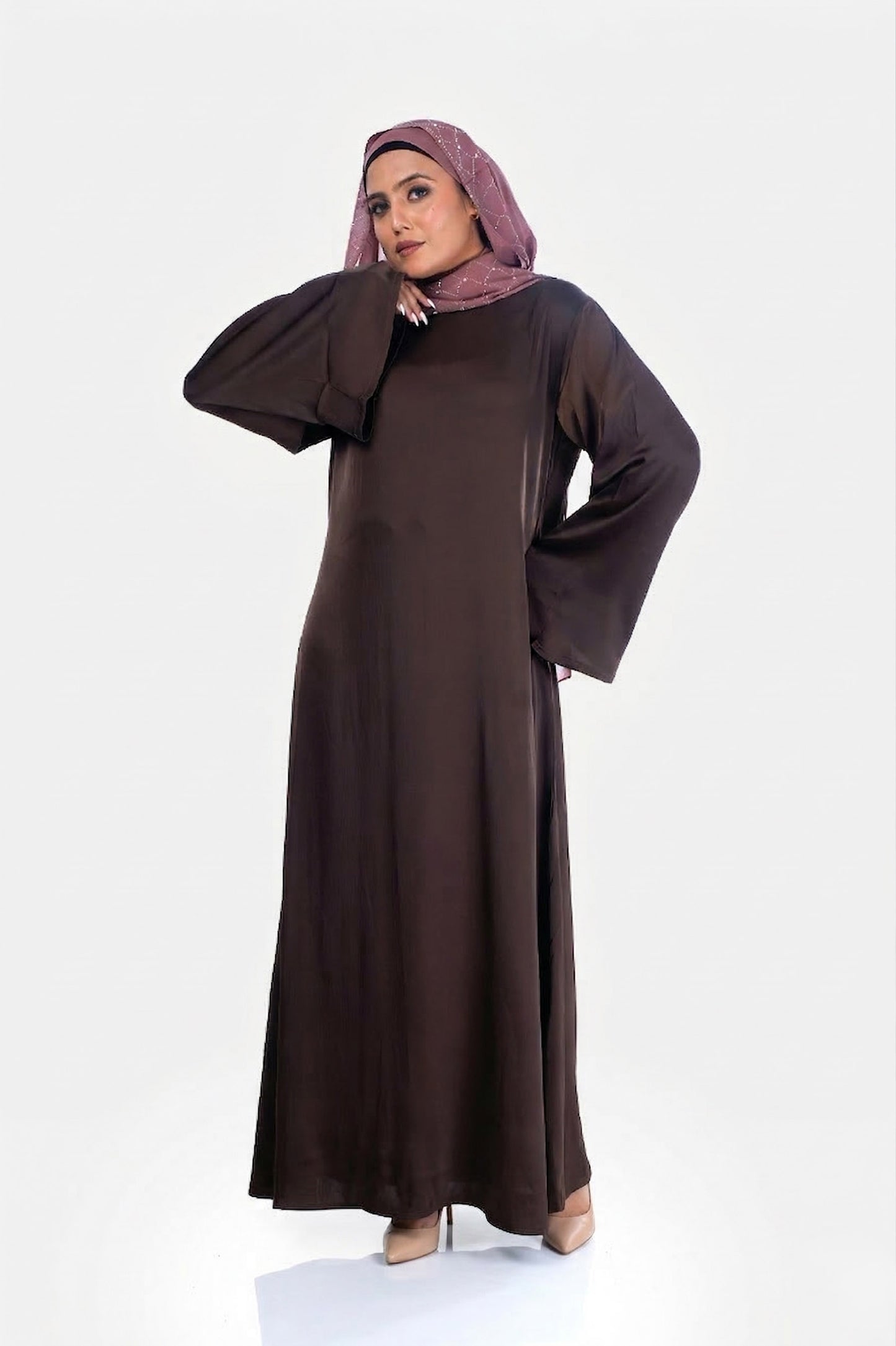 Dark Cocoa Haya Satin Dress