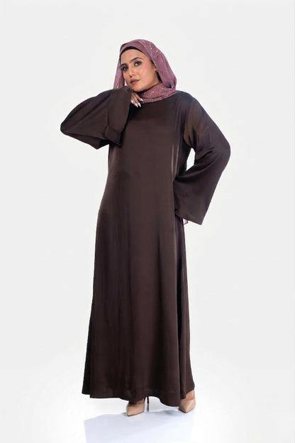 Dark Cocoa Haya Satin Dress