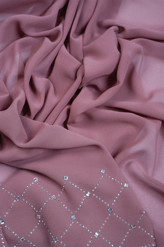 Opera Mauve Noor Luxe Hijab (Stoned Heavy Chiffon)