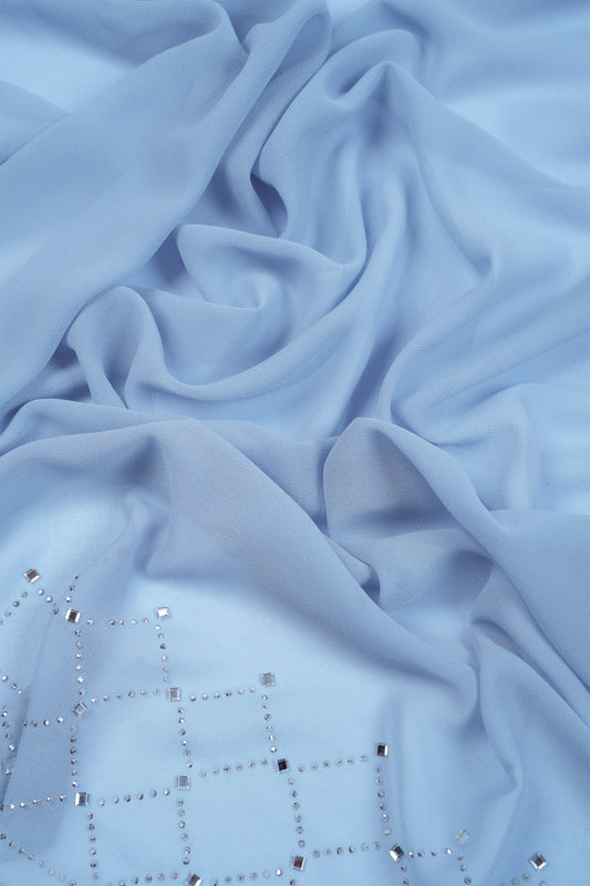 Powder Blue Noor Luxe Hijab (Stoned Heavy Chiffon)