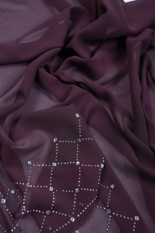 Ultra Wine Noor Luxe Hijab (Stoned Heavy Chiffon)