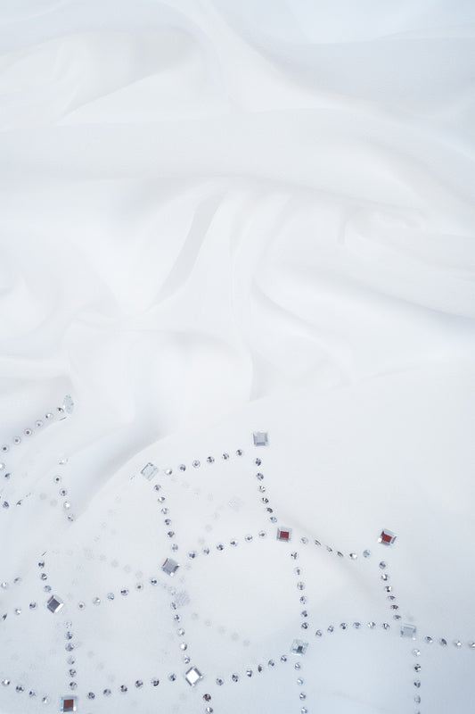 Milk White Noor Luxe Hijab (Stoned Heavy Chiffon)