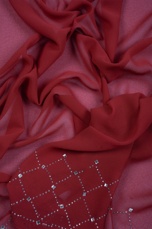 Red Noor Luxe Hijab (Stoned Heavy Chiffon)