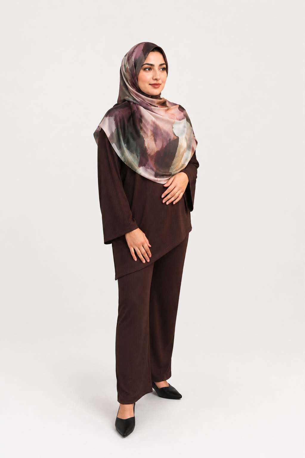 SLANT LINE CO-ORD SET: BURGUNDY