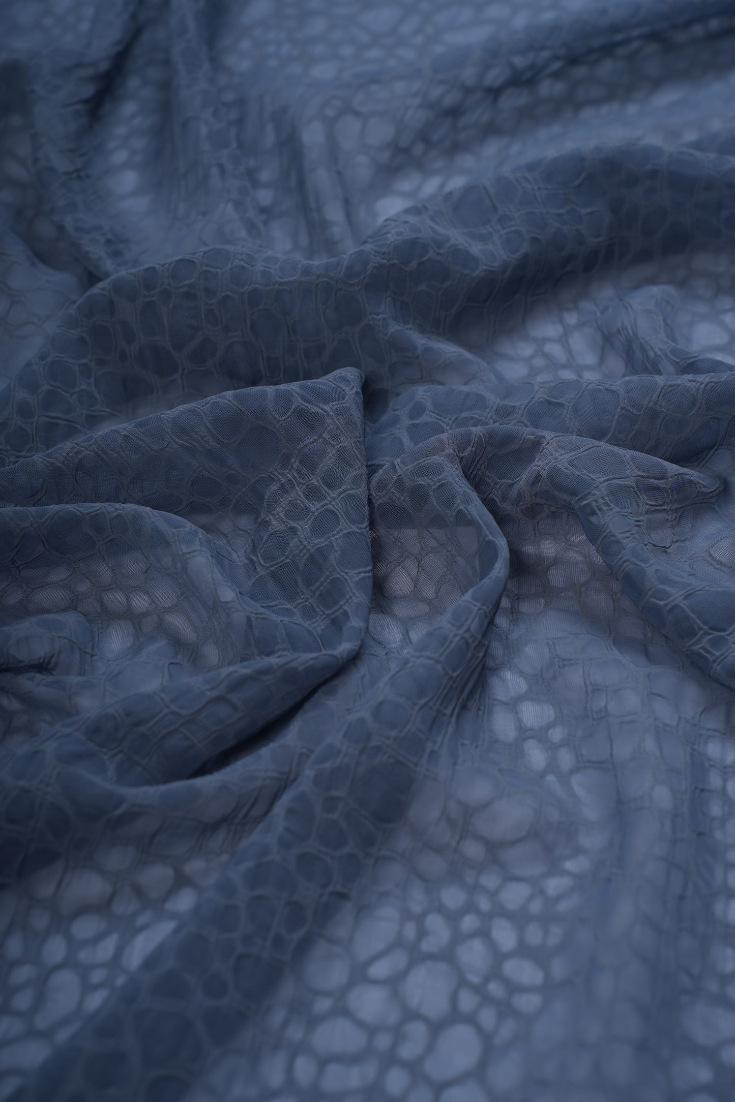 Blue Grey Luxe Texture Chiffon Hijab