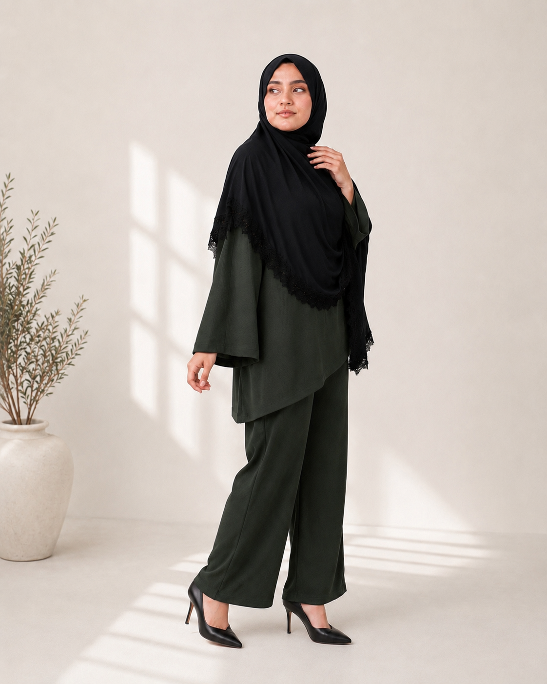 SLANT LINE-OLIVE GREEN