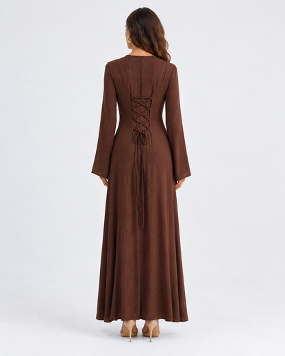 THE ELARA DRESS - BROWN
