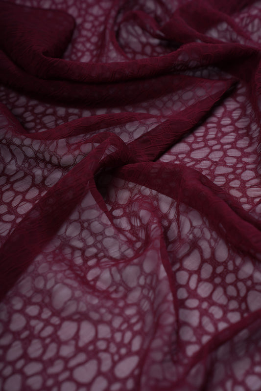 Maroon Luxe Texture Chiffon Hijab