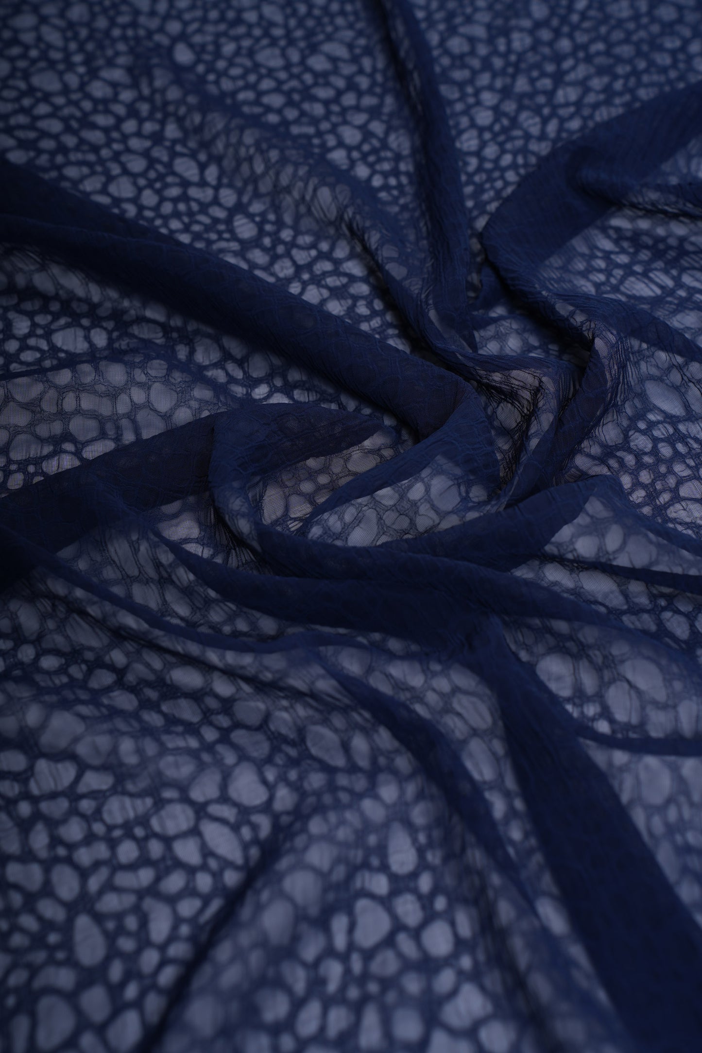 Navy Blue Luxe Texture Chiffon Hijab