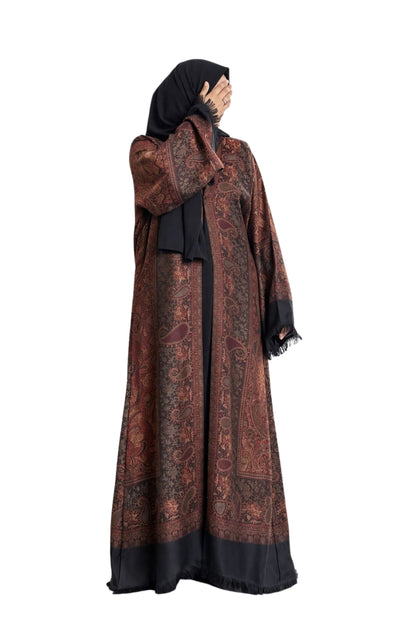 Black Premium Pashmina Open Abaya