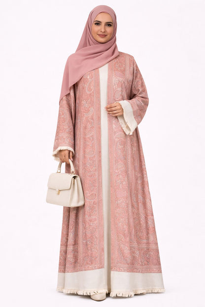 Peach Premium Pashmina Open Abaya