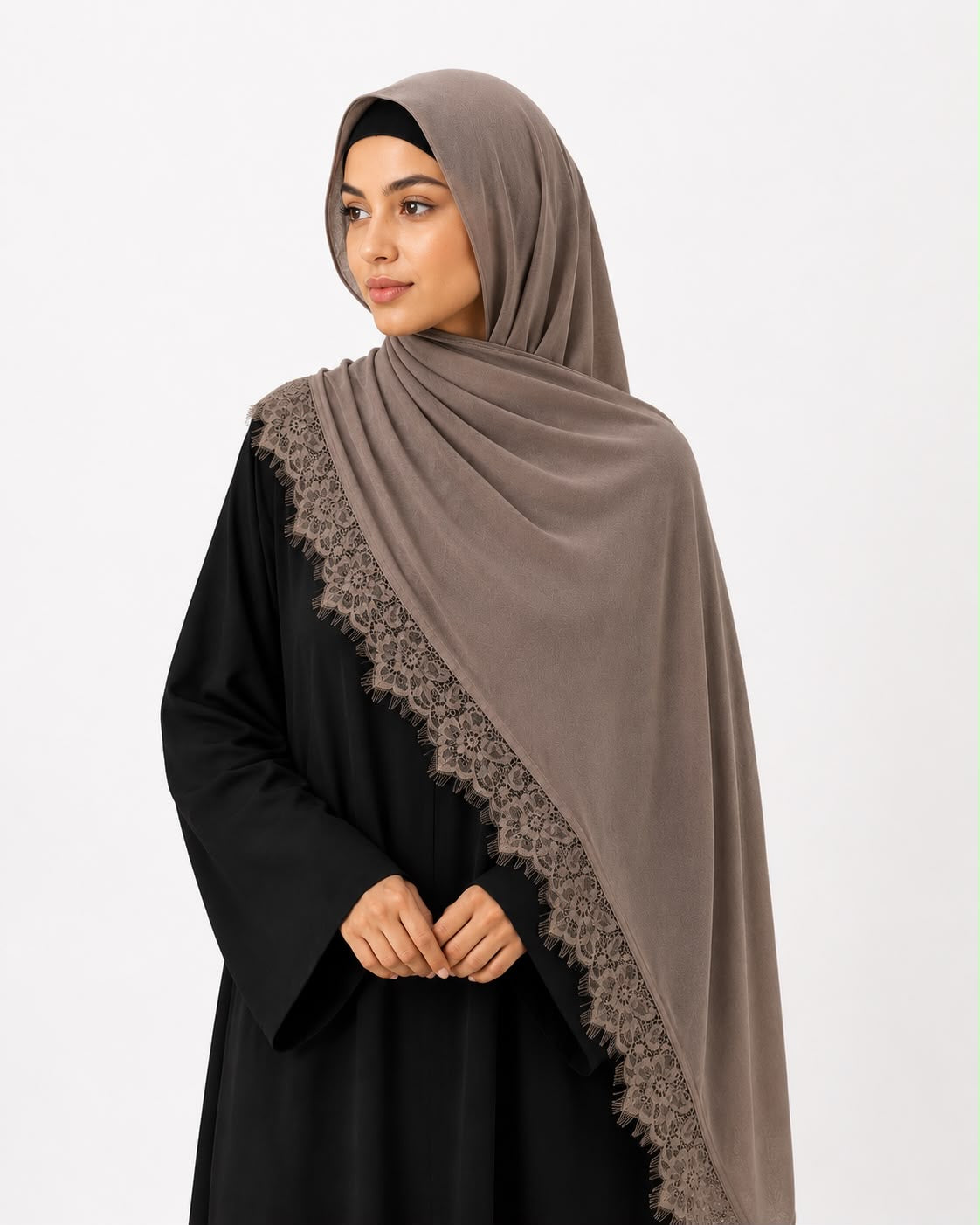 MOCHA GREY MODAL LACE HIJAB